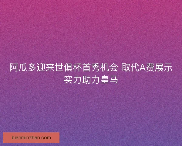 阿瓜多迎来世俱杯首秀机会 取代A费展示实力助力皇马