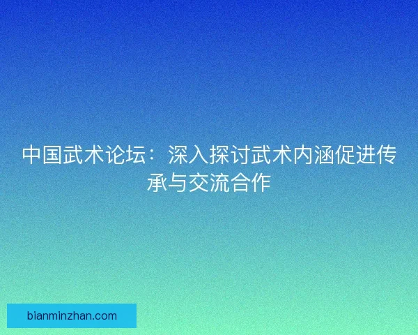 中国武术论坛：深入探讨武术内涵促进传承与交流合作