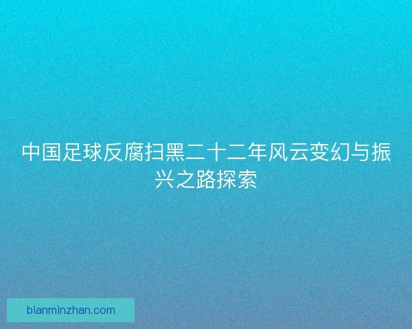 中国足球反腐扫黑二十二年风云变幻与振兴之路探索