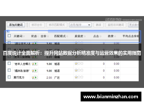 百度统计全面解析：提升网站数据分析精准度与运营效果的实用指南
